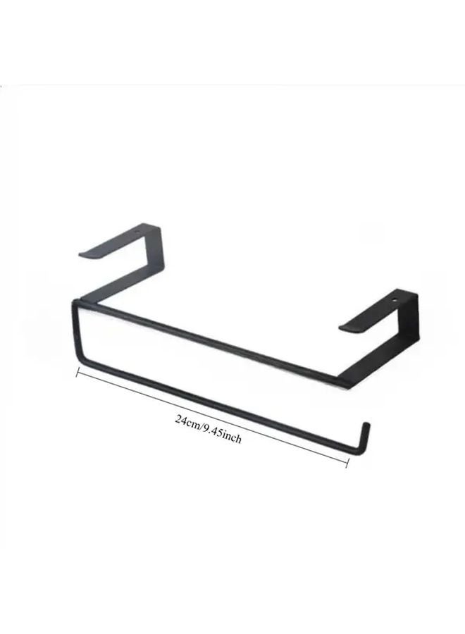 Black Wall Mounted Toilet Paper Roll Rack With Open Shelf Bathroom Kitchen Storage - Image 3